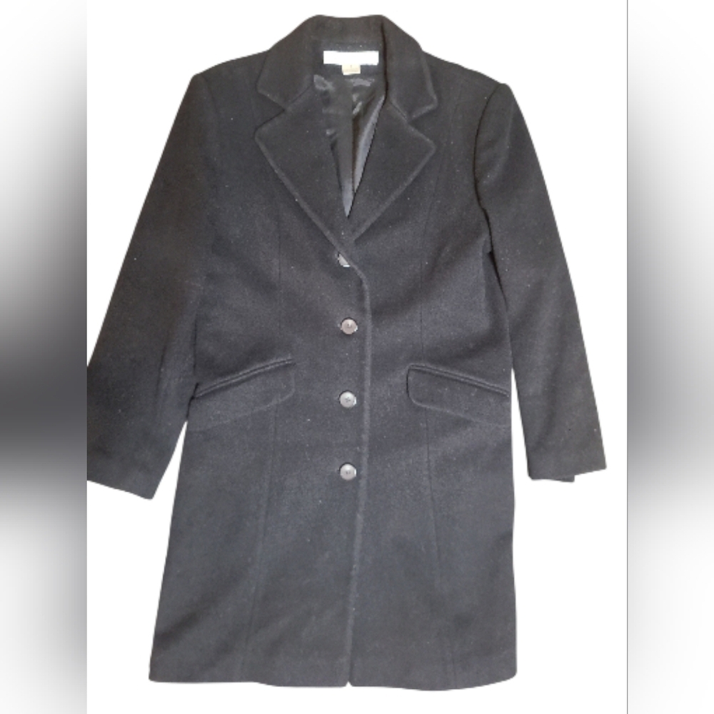 Larry Levine Wool Black Long Coat Womens Size 4